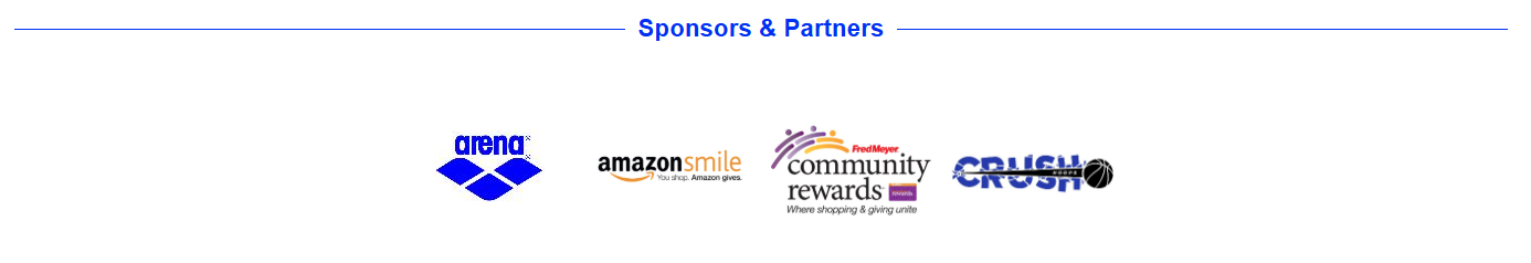 Sponsors and Partners: Arena, Amazon Smile, Fred Meyer Community Rewards, Crush Athletics